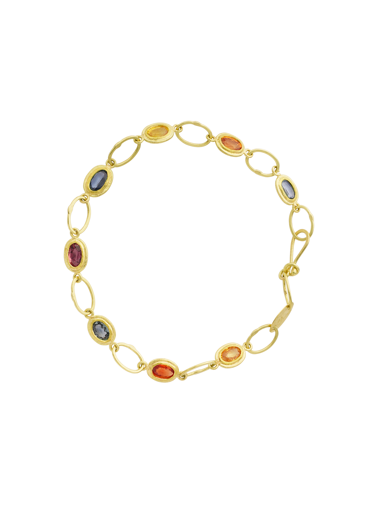Multicolored sapphire oval link bracelet